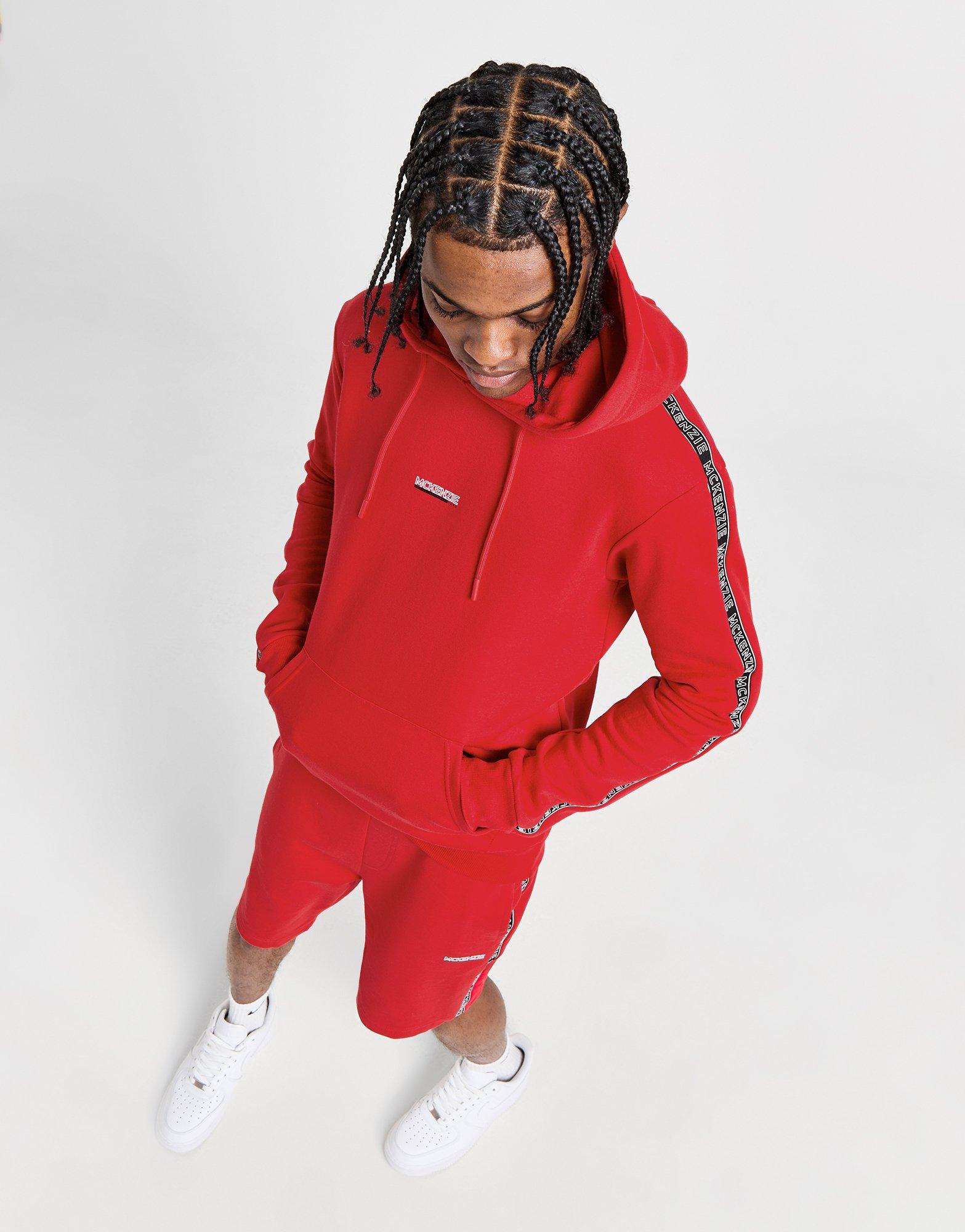 Red McKenzie Essential Tape Hoodie/Shorts Set - JD Sports Global