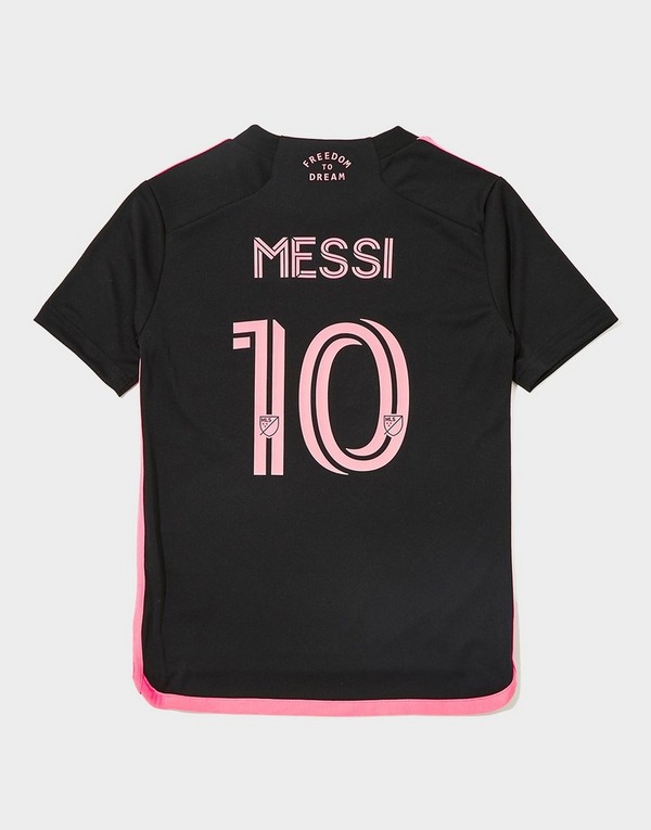 Black adidas Inter Miami CF 2023/24 Messi #10 Away Shirt Junior