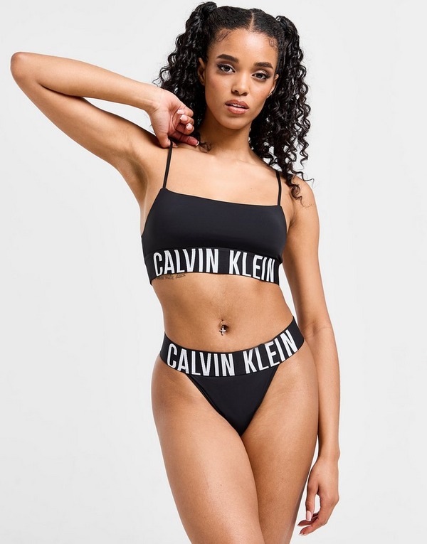 Calvin Klein Intense Power logo triangle bikini top in black