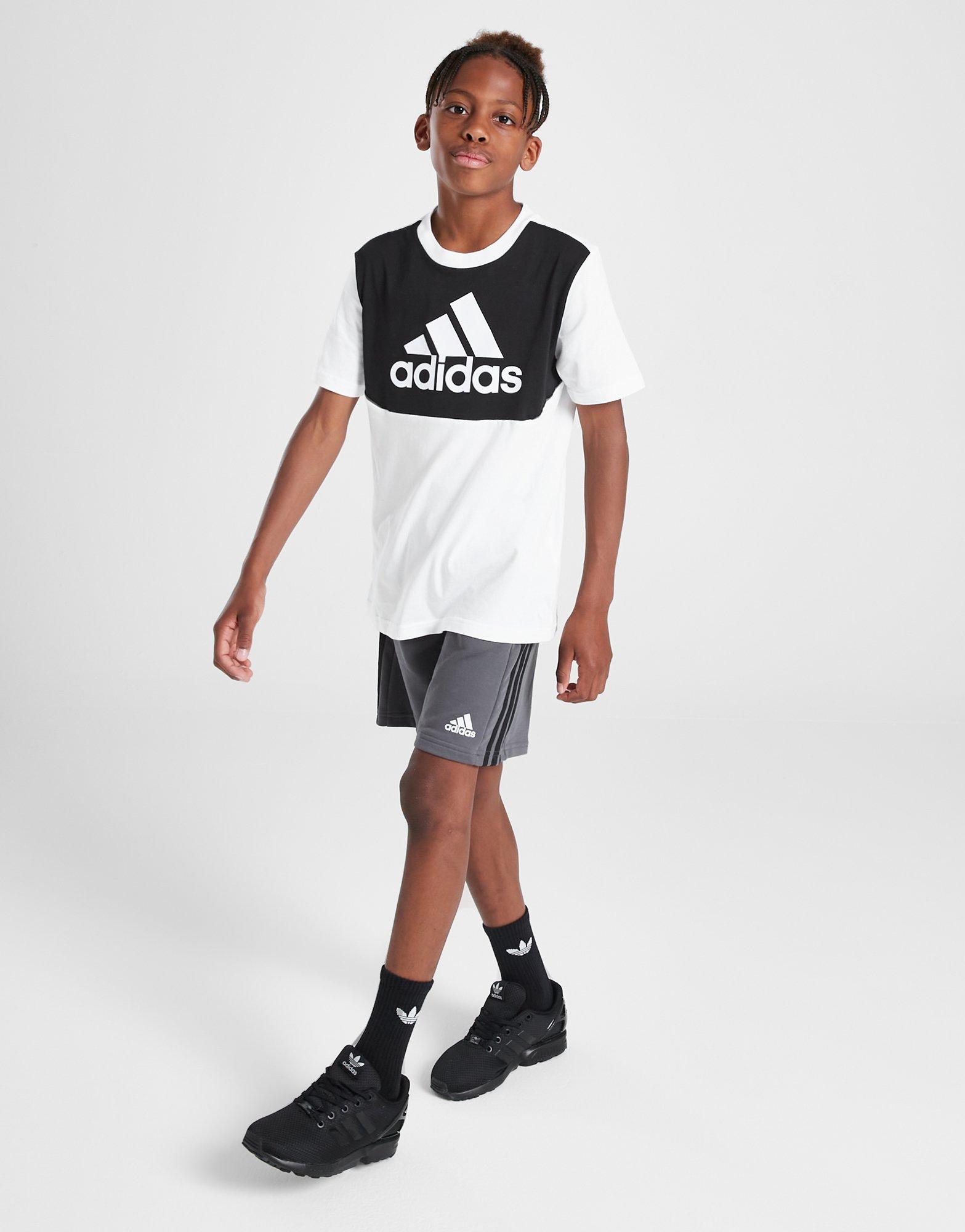 adidas Colour Block Logo T-Shirt/Shorts Set Junior
