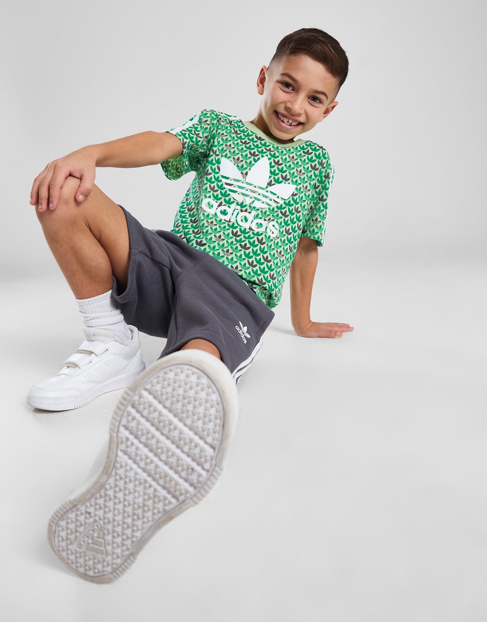 Green adidas Monogram Print T-Shirt/Shorts Set Children | JD Sports UK
