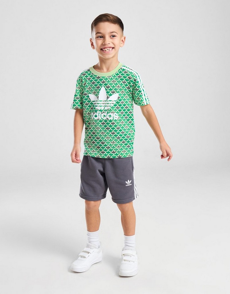 Green adidas Monogram Print T-Shirt/Shorts Set Children | JD Sports UK