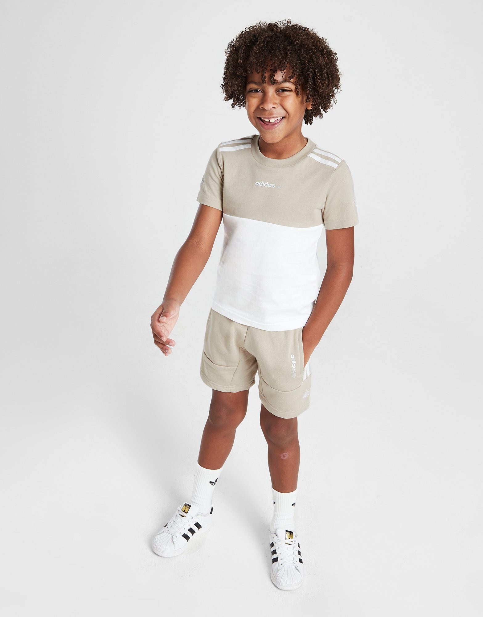 Brown adidas Originals Colour Block T-Shirt/Shorts Set Children - JD Sports