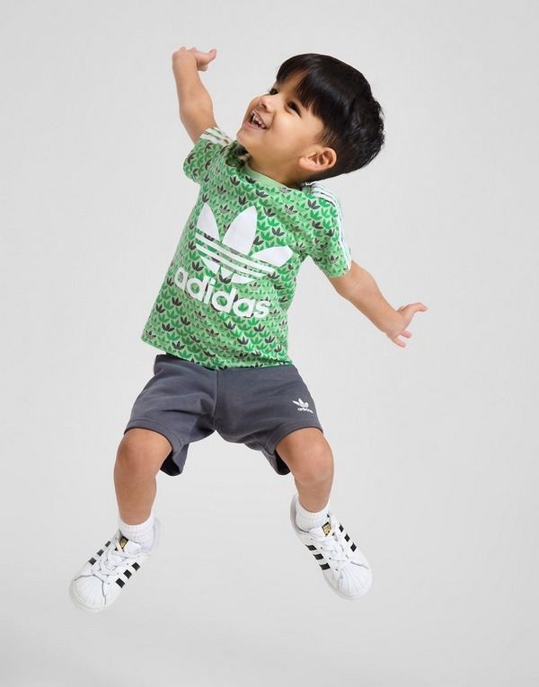 adidas Originals Mono All Over Print T-Shirt/Shorts Set Babys