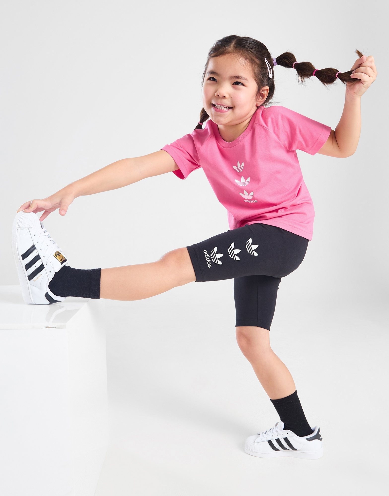 Pink adidas Originals Girls' Repeat Trefoil T-Shirt/Shorts Set Children ...
