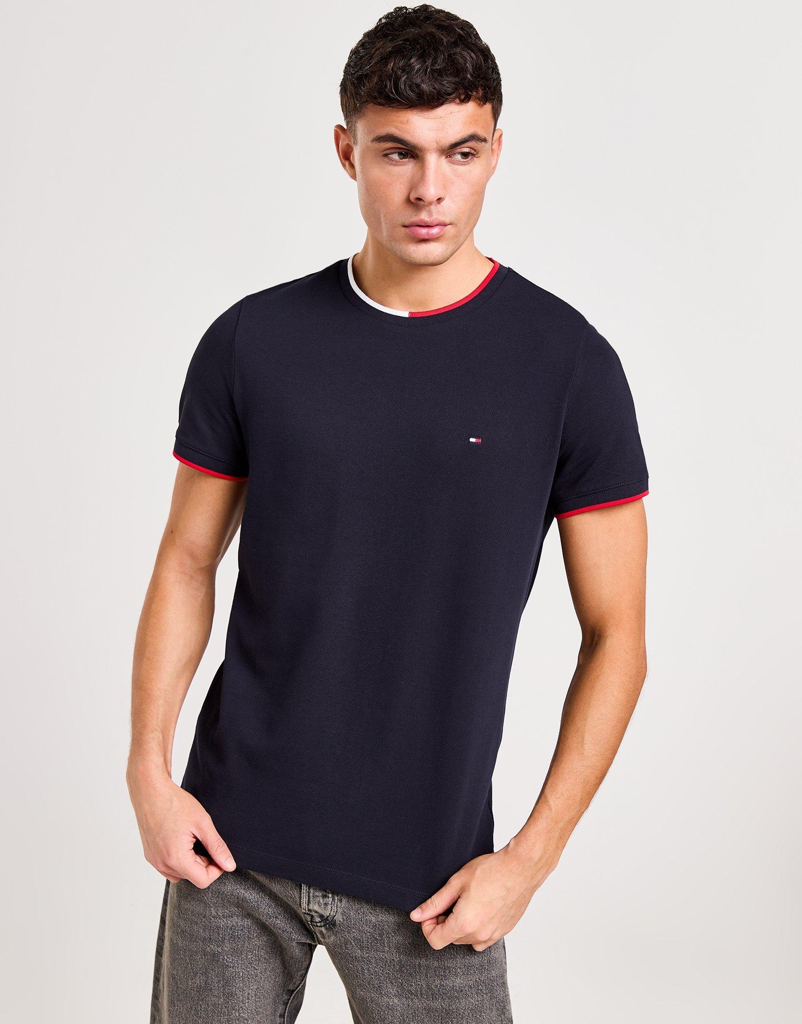 Blue Tommy Hilfiger RWB Tipped Pique T-Shirt - JD Sports Global 