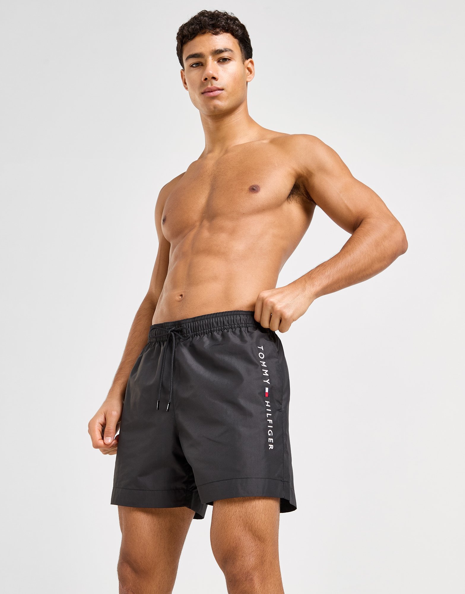Black Tommy Hilfiger Side Logo Swim Shorts | JD Sports UK