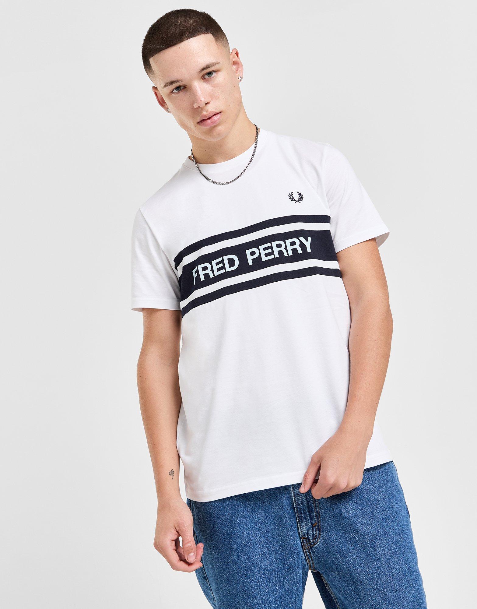 White Fred Perry Panel T shirt JD Sports