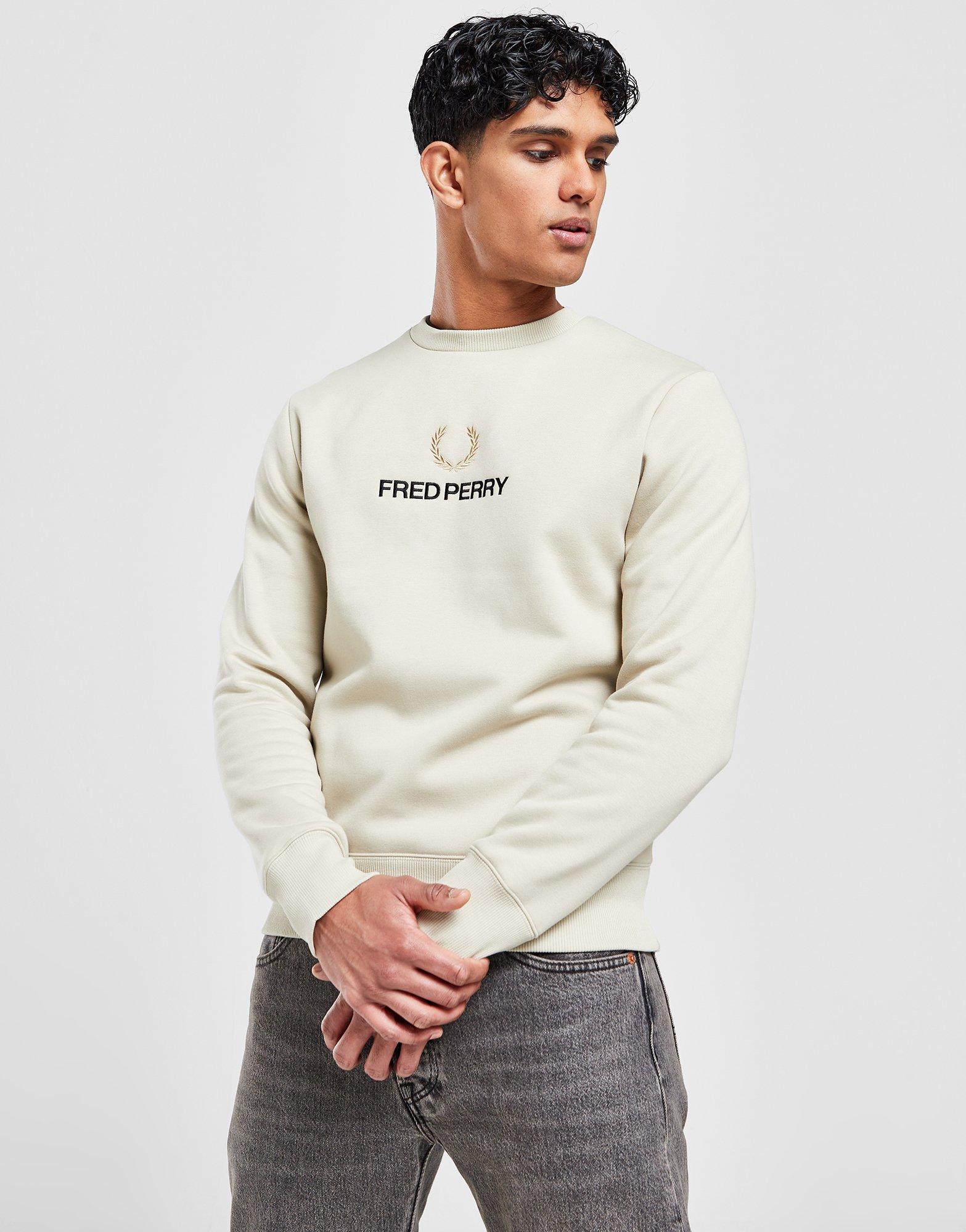 Brown Fred Perry Stack Crew Sweatshirt | JD Sports UK
