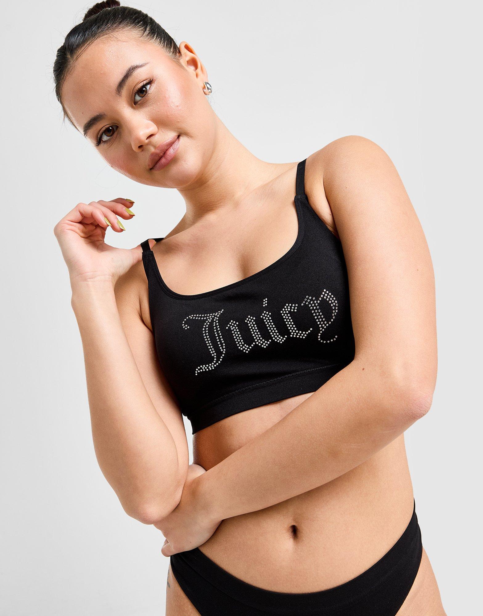 NWT Juicy Couture Script Sports Bra Black Size M