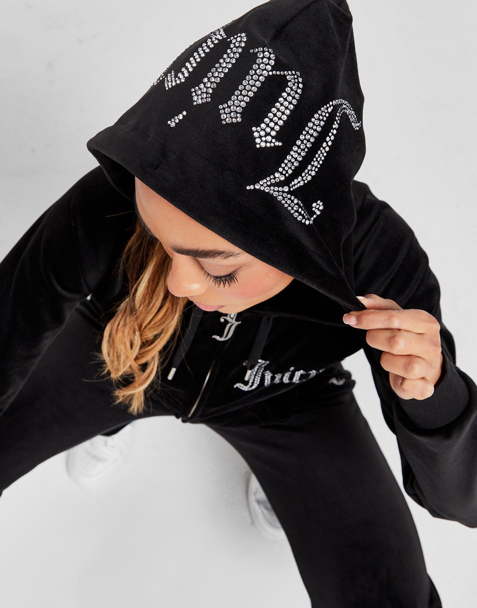 Black JUICY COUTURE Diamante Logo Full Zip Hoodie - JD Sports Global