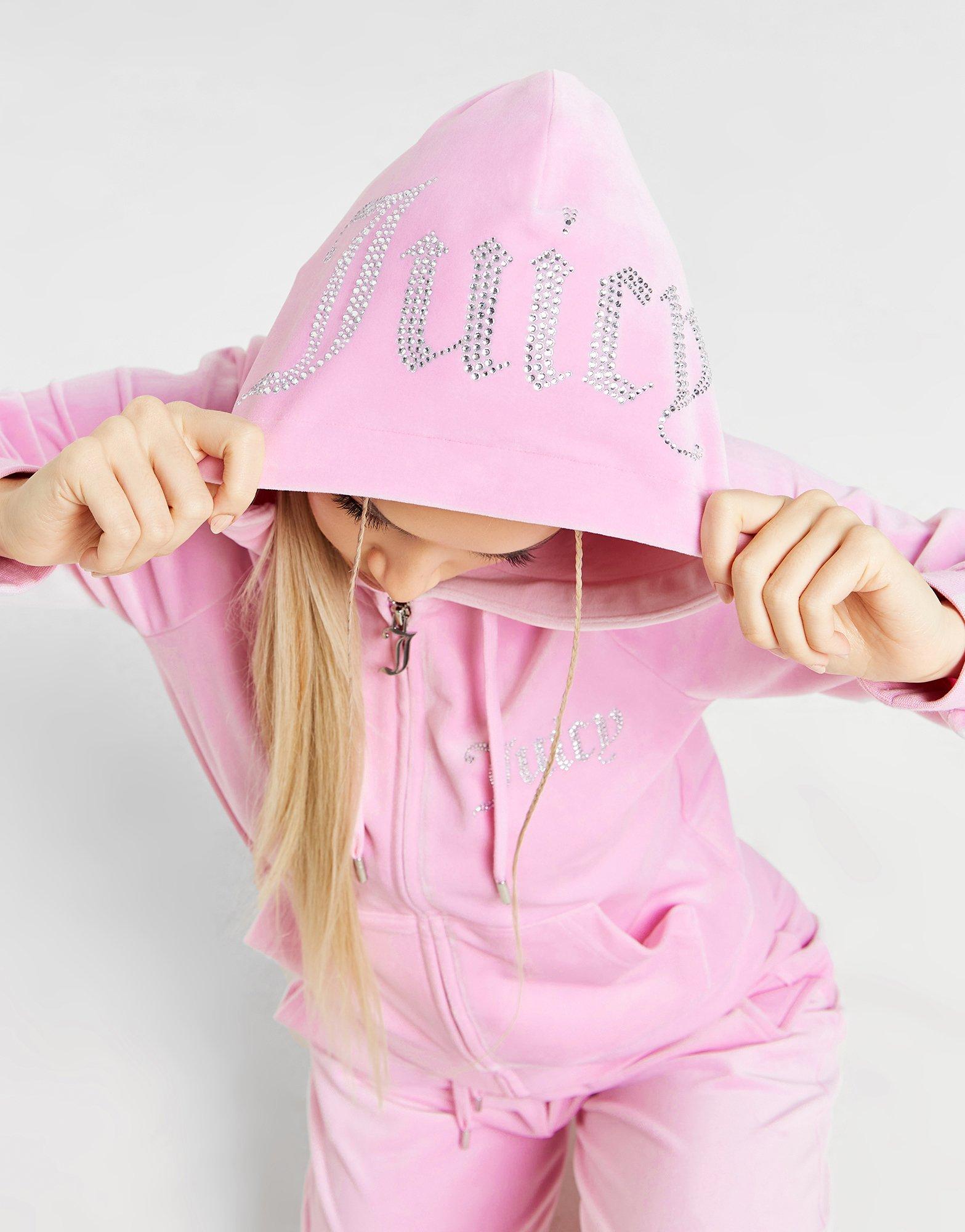 Juicy Couture Diamante Logo Velour Full Zip Hoodie