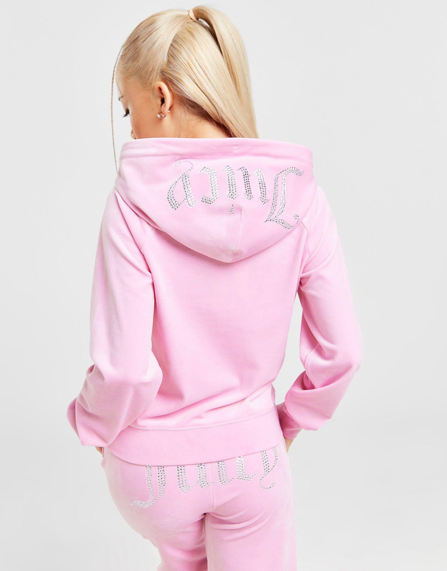 Juicy Couture Diamante Logo Velour Full Zip Hoodie