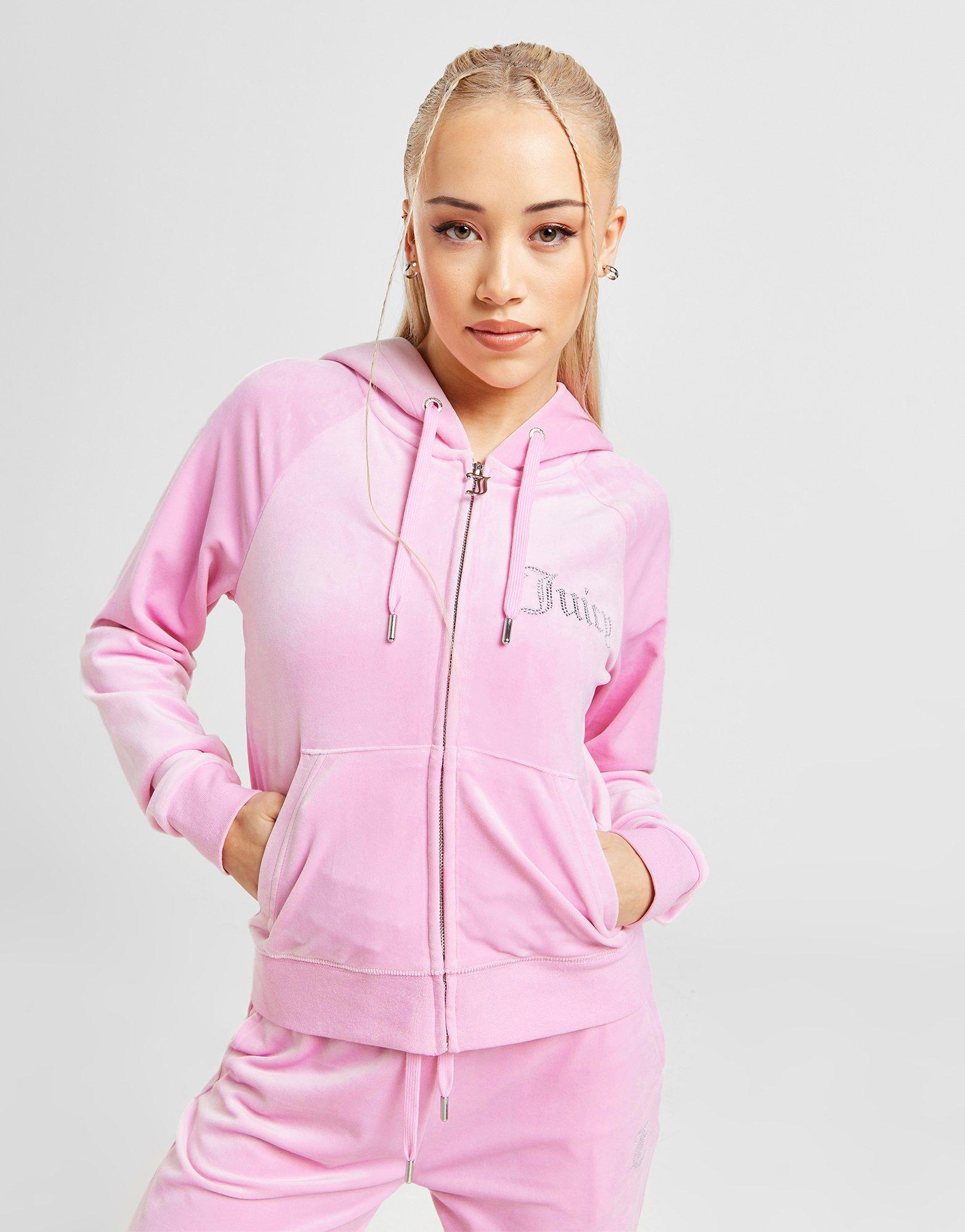 Juicy Couture Diamante Logo Velour Full Zip Hoodie