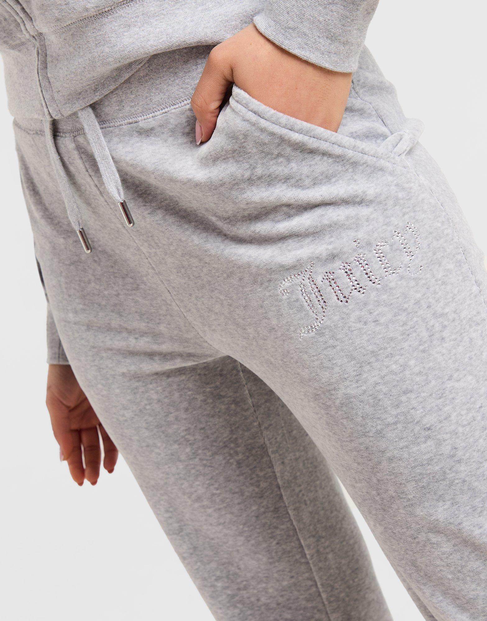 Grey JUICY COUTURE Diamante Logo Velour Joggers - JD Sports