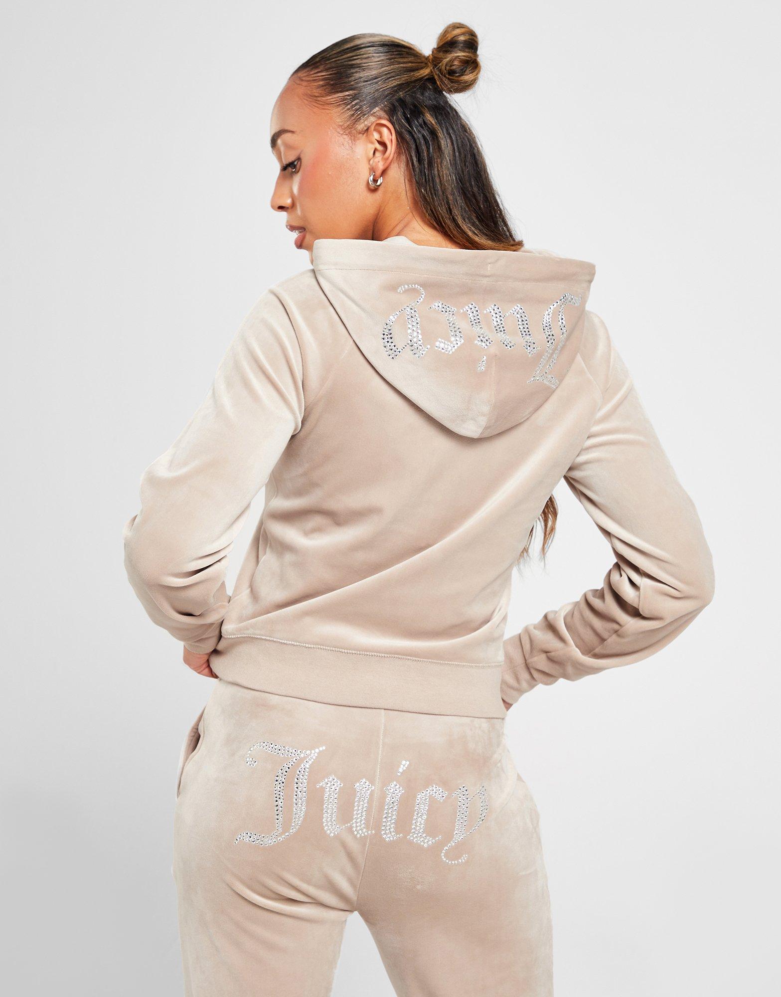 Juicy Couture Diamante Logo Velour Full Zip Hoodie