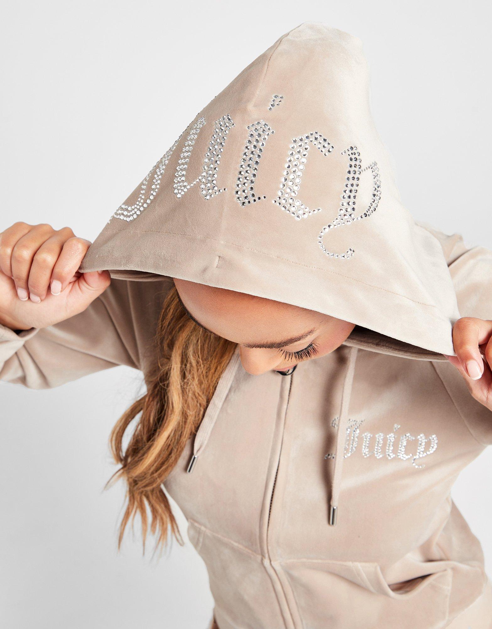 Juicy Couture Diamante Logo Velour Full Zip Hoodie