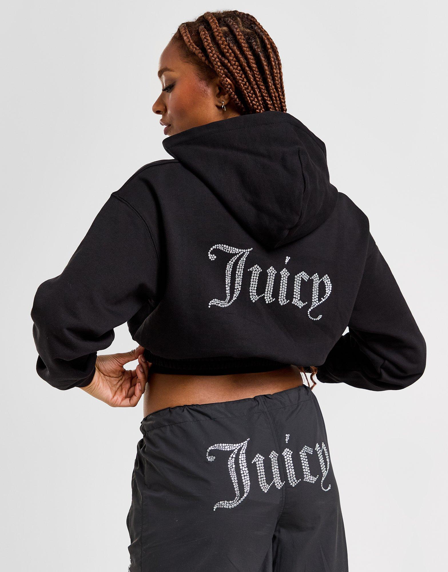 Juicy Couture Diamante Fleece Crop Full Zip Hoodie