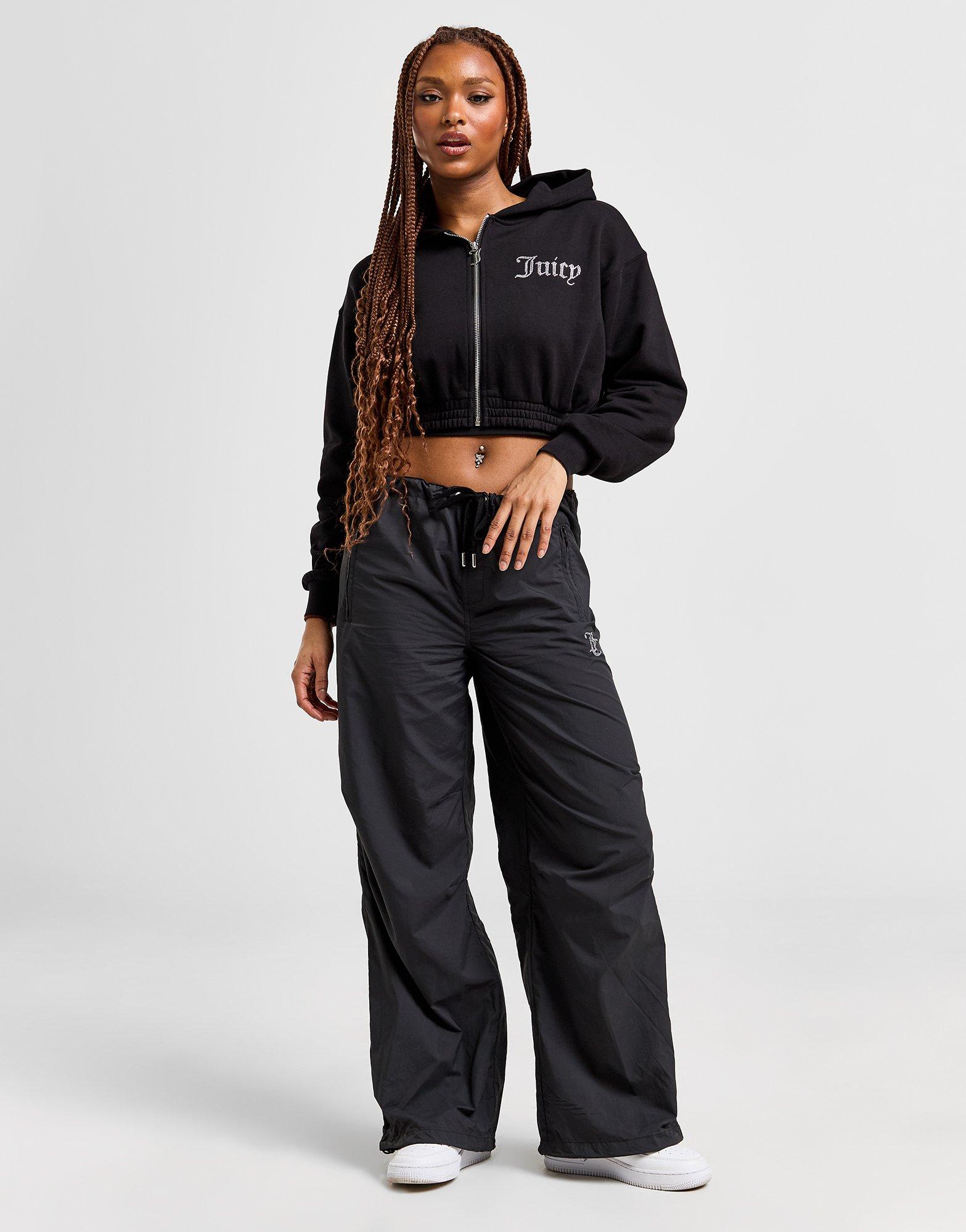 Juicy Couture Diamante Fleece Crop Full Zip Hoodie