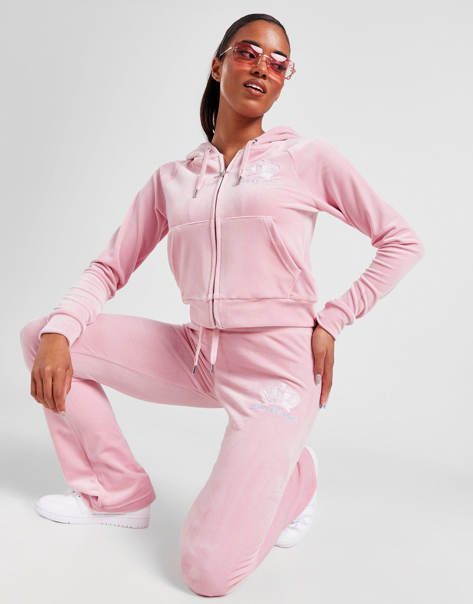 JUICY COUTURE, Girls Diamante Velour Bootcut Joggers, Closed Hem Jersey  Jogging Bottoms