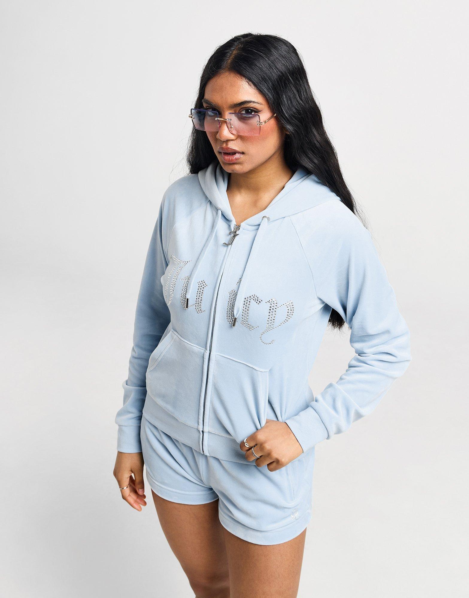 JUICY COUTURE Diamante Velour Full Zip Hoodie