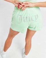 JUICY COUTURE Diamante Logo Velours Shorts