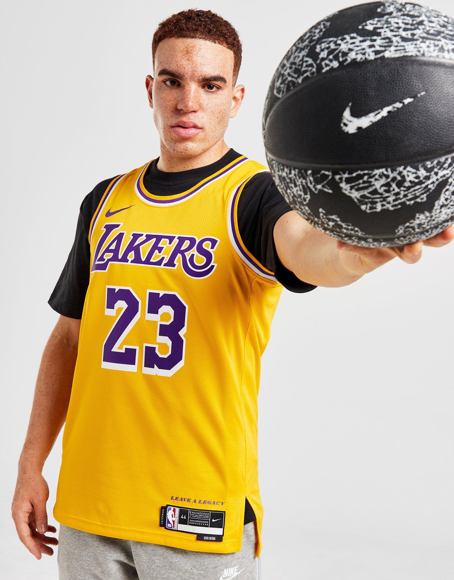 Nike Mens Yellow Los Angeles Lakers Lebron James 23 Basketball NBA Jersey  Sz 56