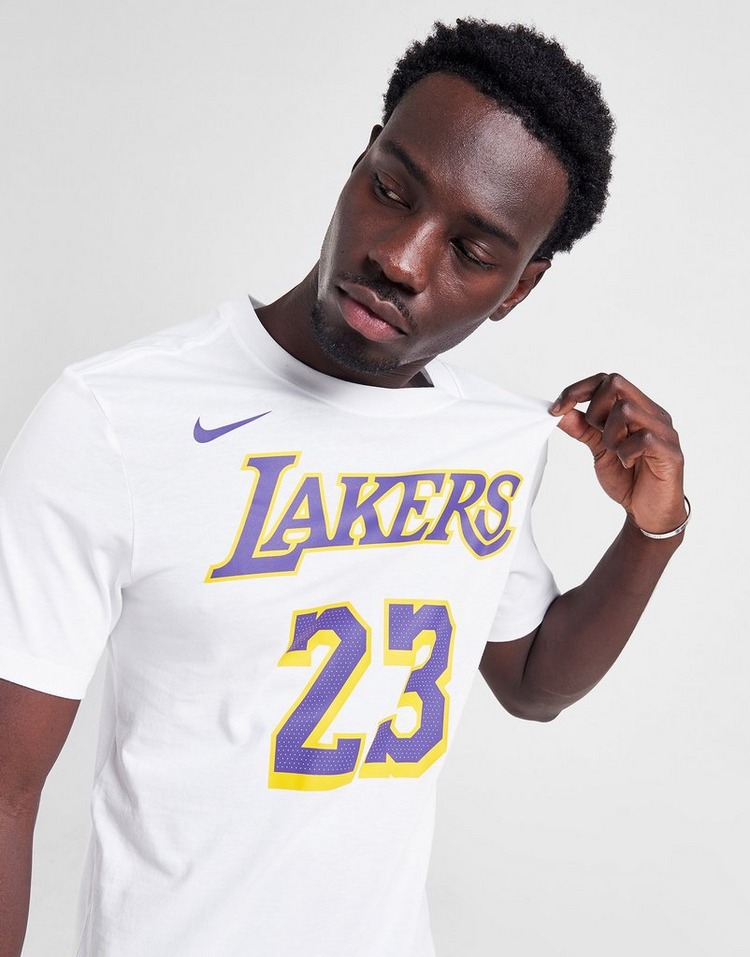 White Nike NBA LA Lakers James #23 T-Shirt | JD Sports UK