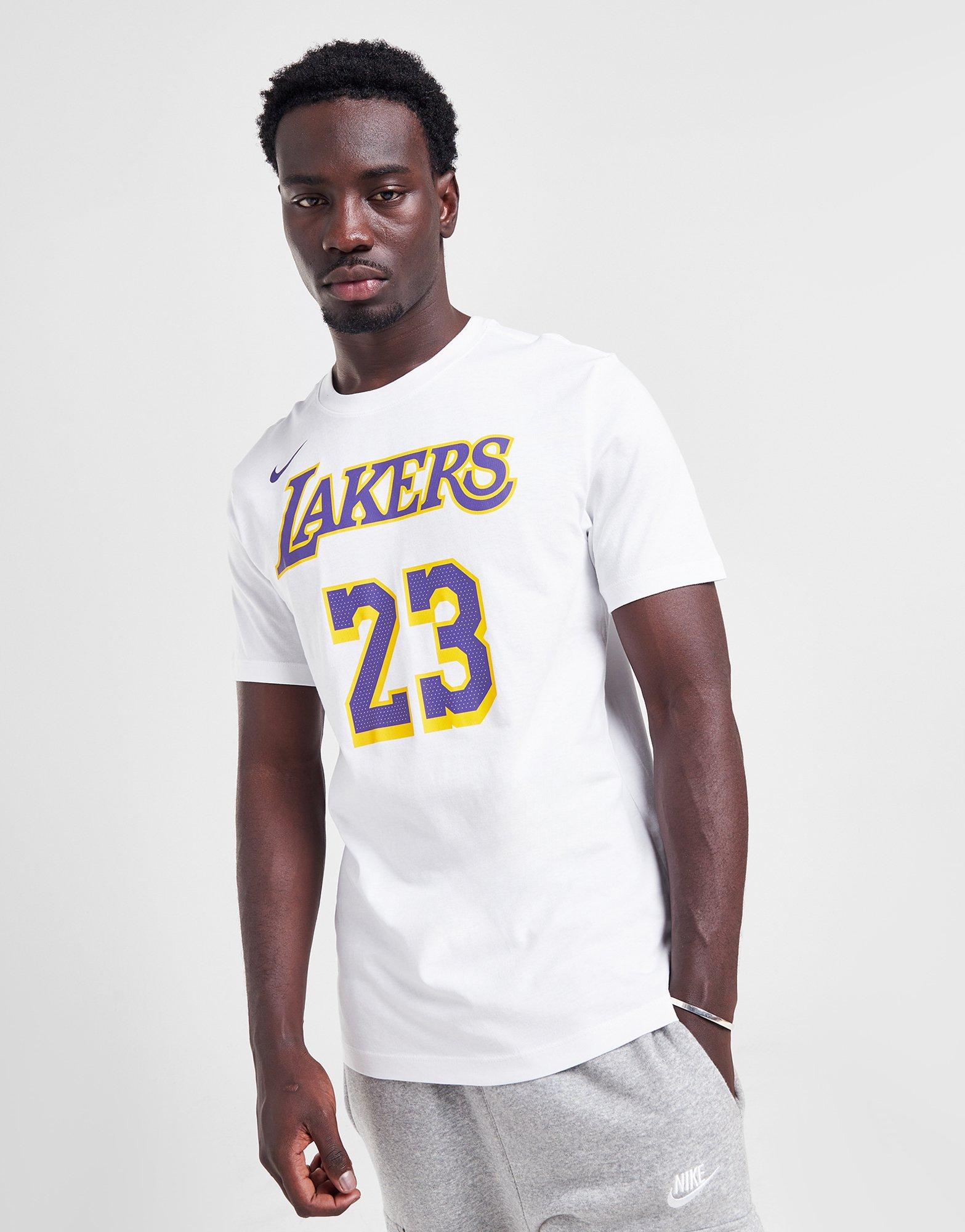 White Nike NBA LA Lakers James #23 T-Shirt