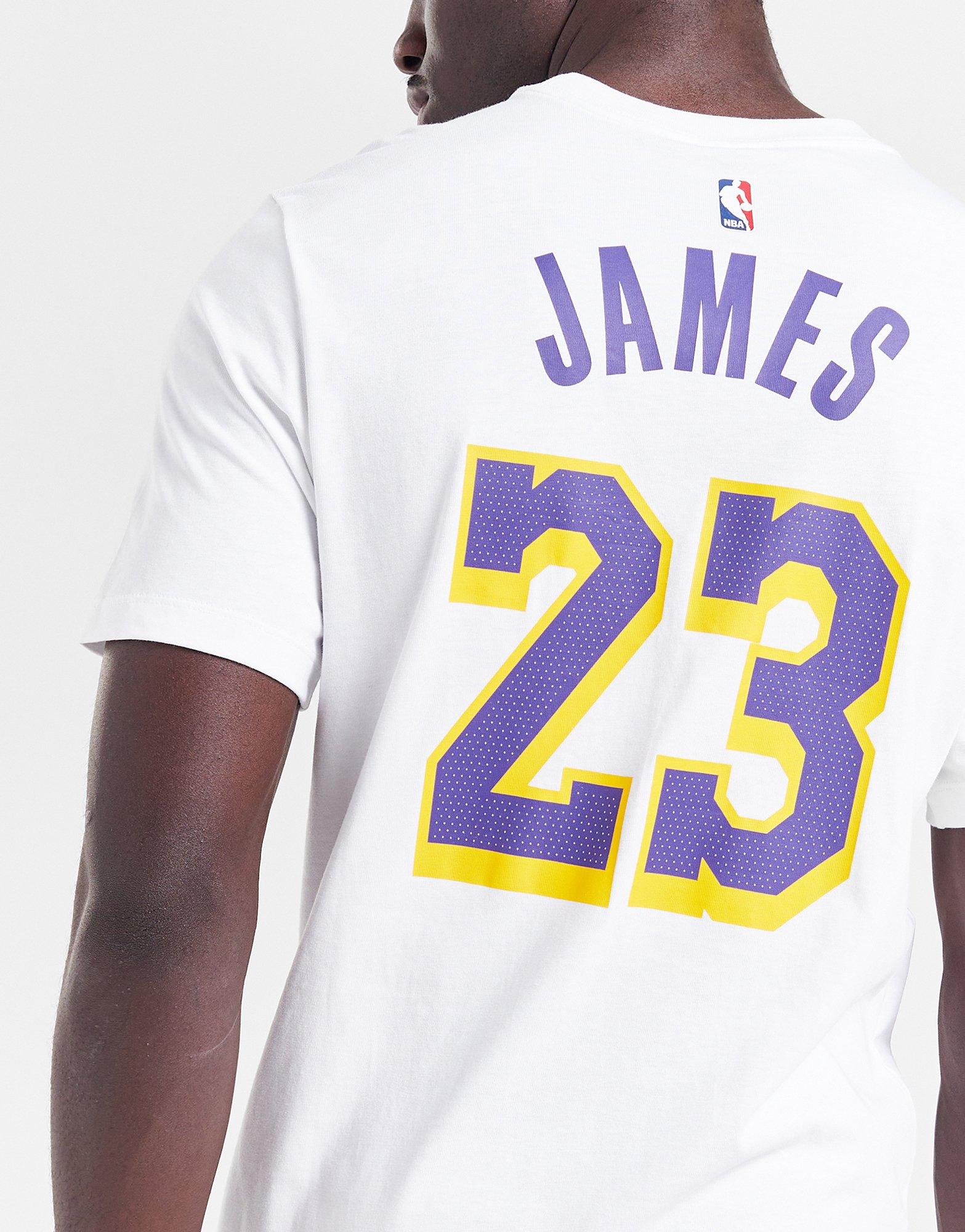 White Nike NBA LA Lakers James #23 T-Shirt - JD Sports Ireland