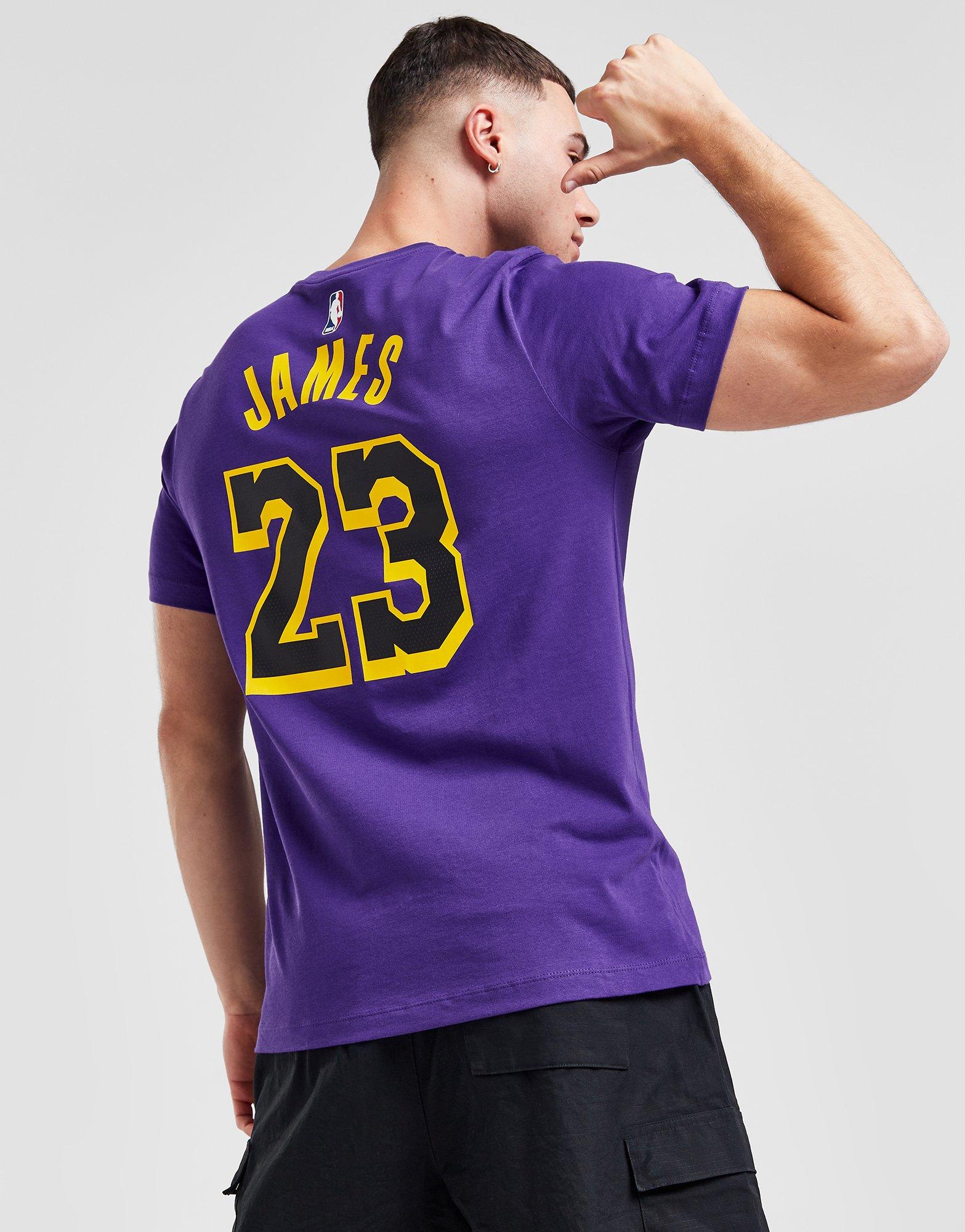 Purple Jordan NBA LA Lakers James #23 Statement T-Shirt