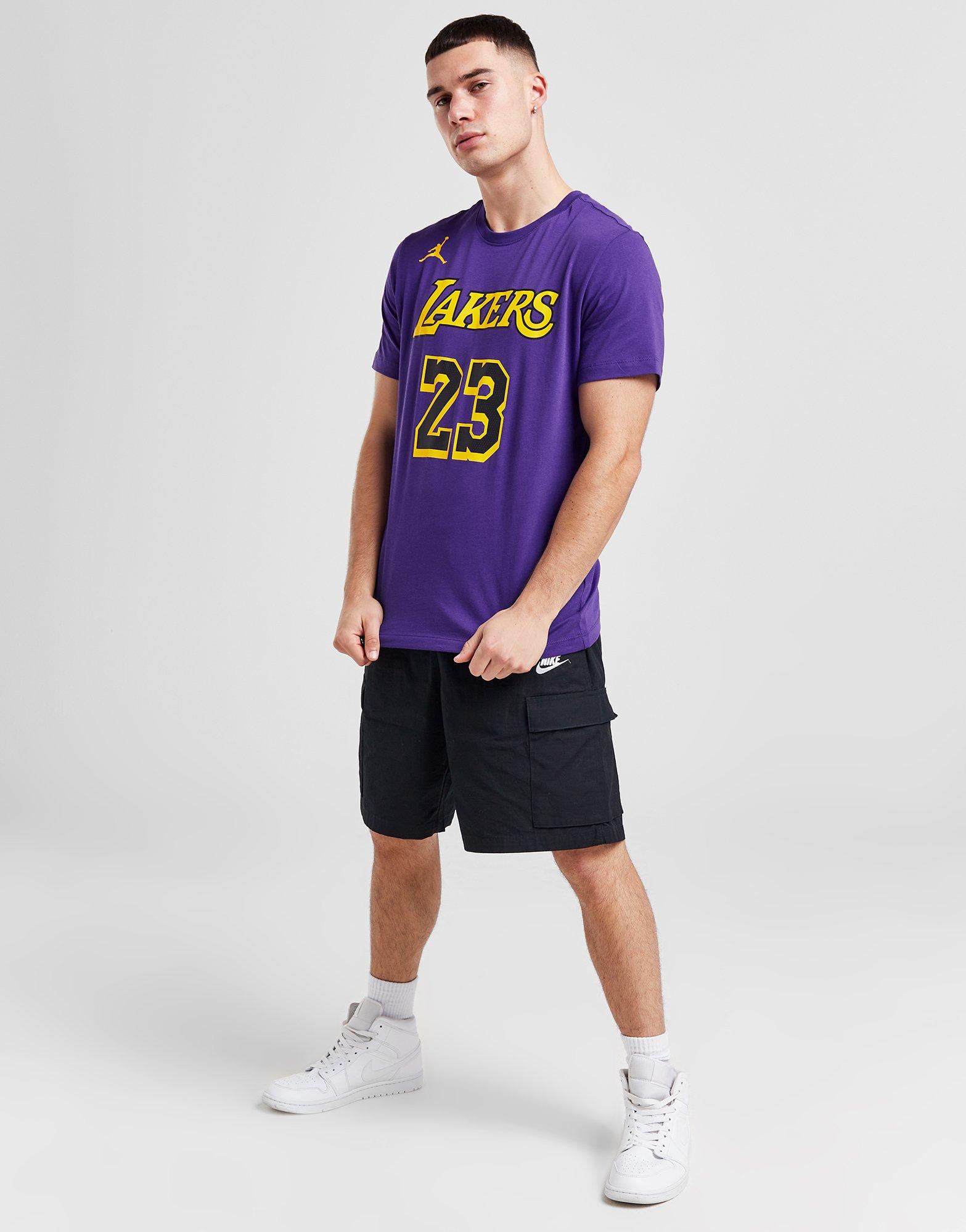 Purple Jordan NBA LA Lakers James #23 Statement T-Shirt