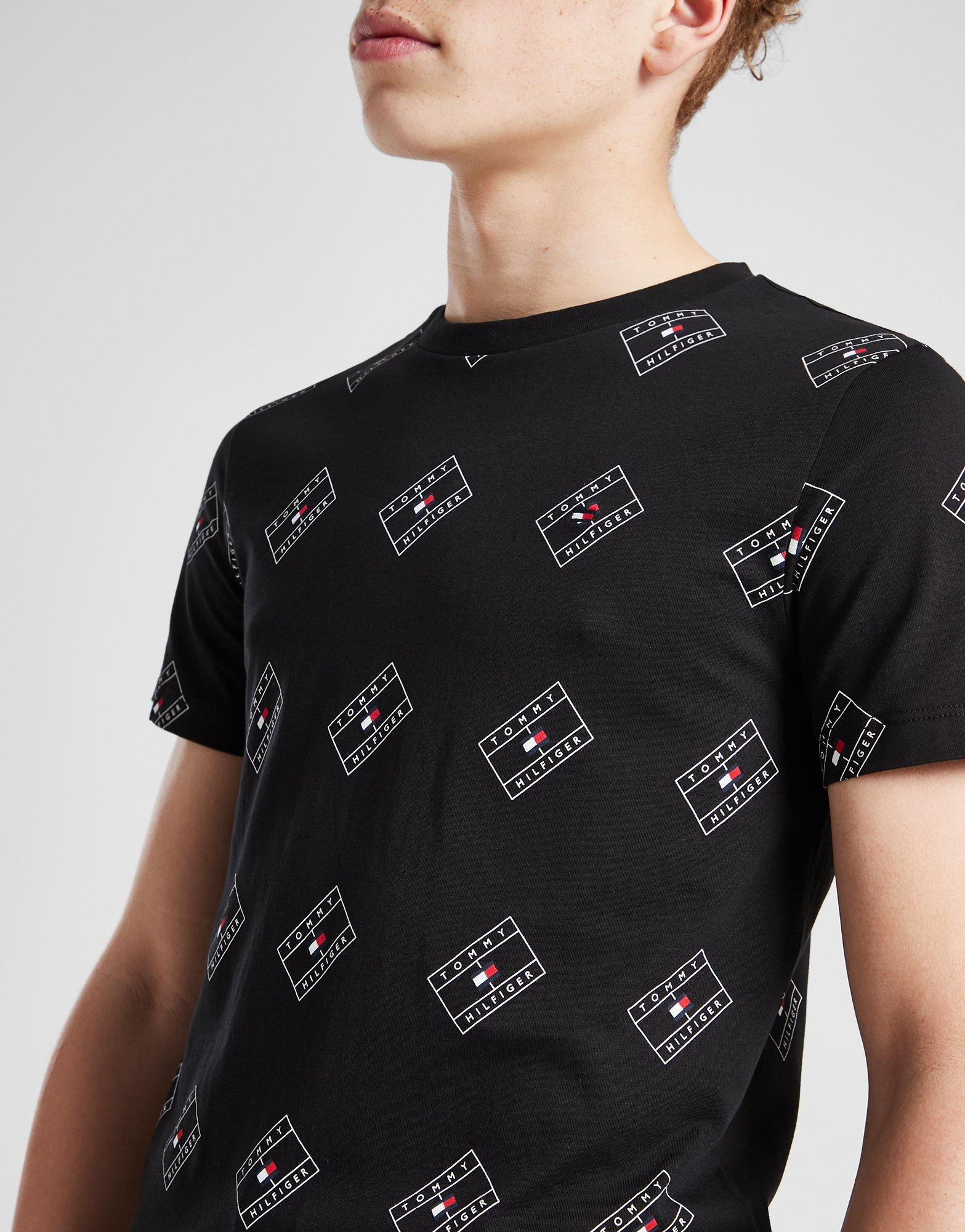 Black Tommy Hilfiger All Over Print T Shirt Junior JD Sports Global