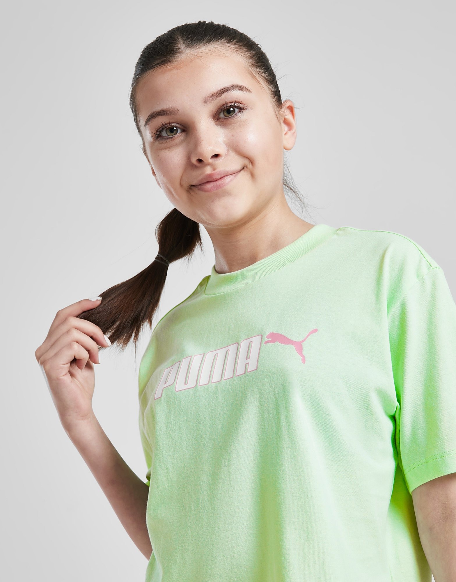 Green PUMA Girls Boxy Logo T Shirt Junior JD Sports Global