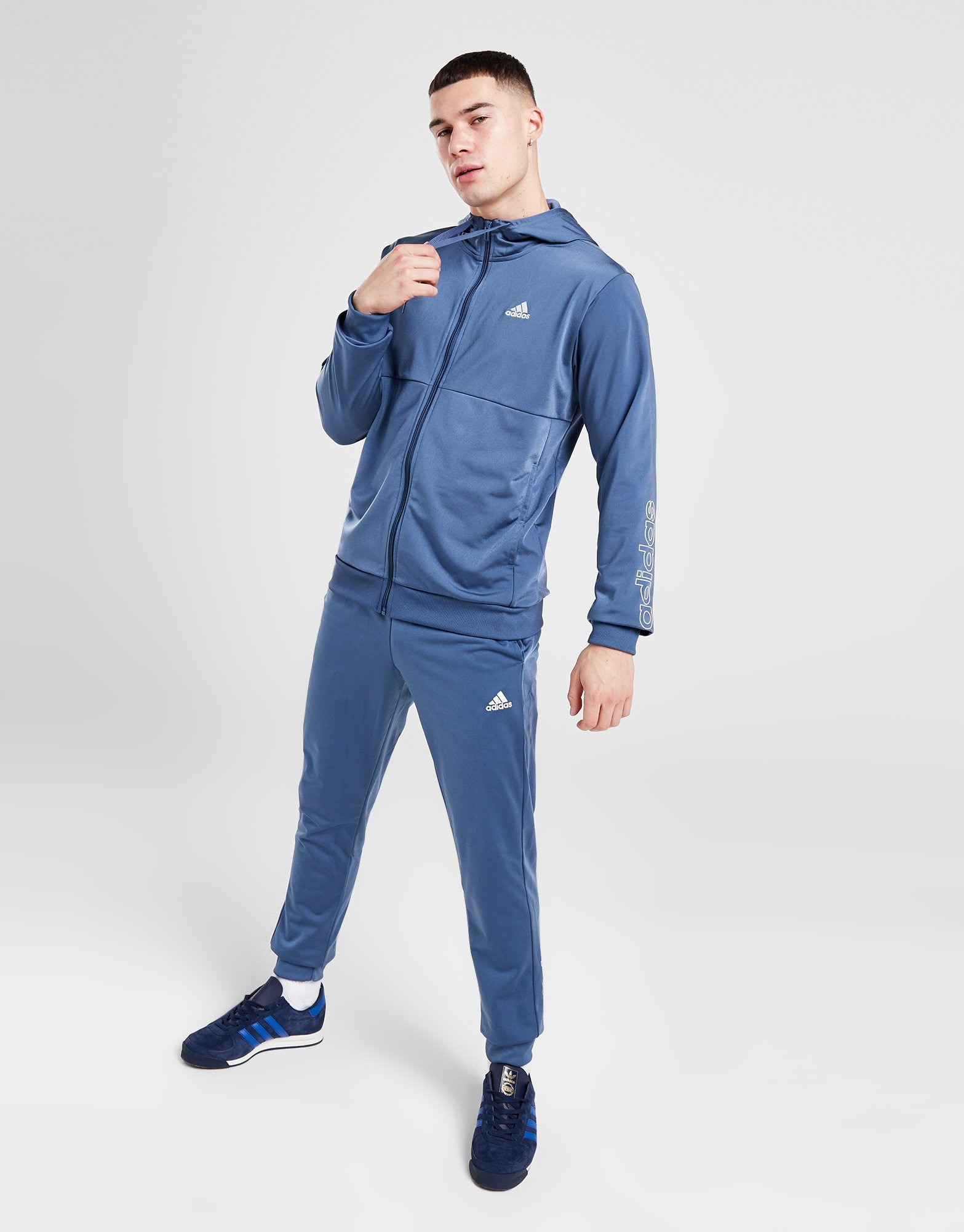 Blue Adidas Badge Of Sport Linear Logo Track Pants Jd Sports 5236