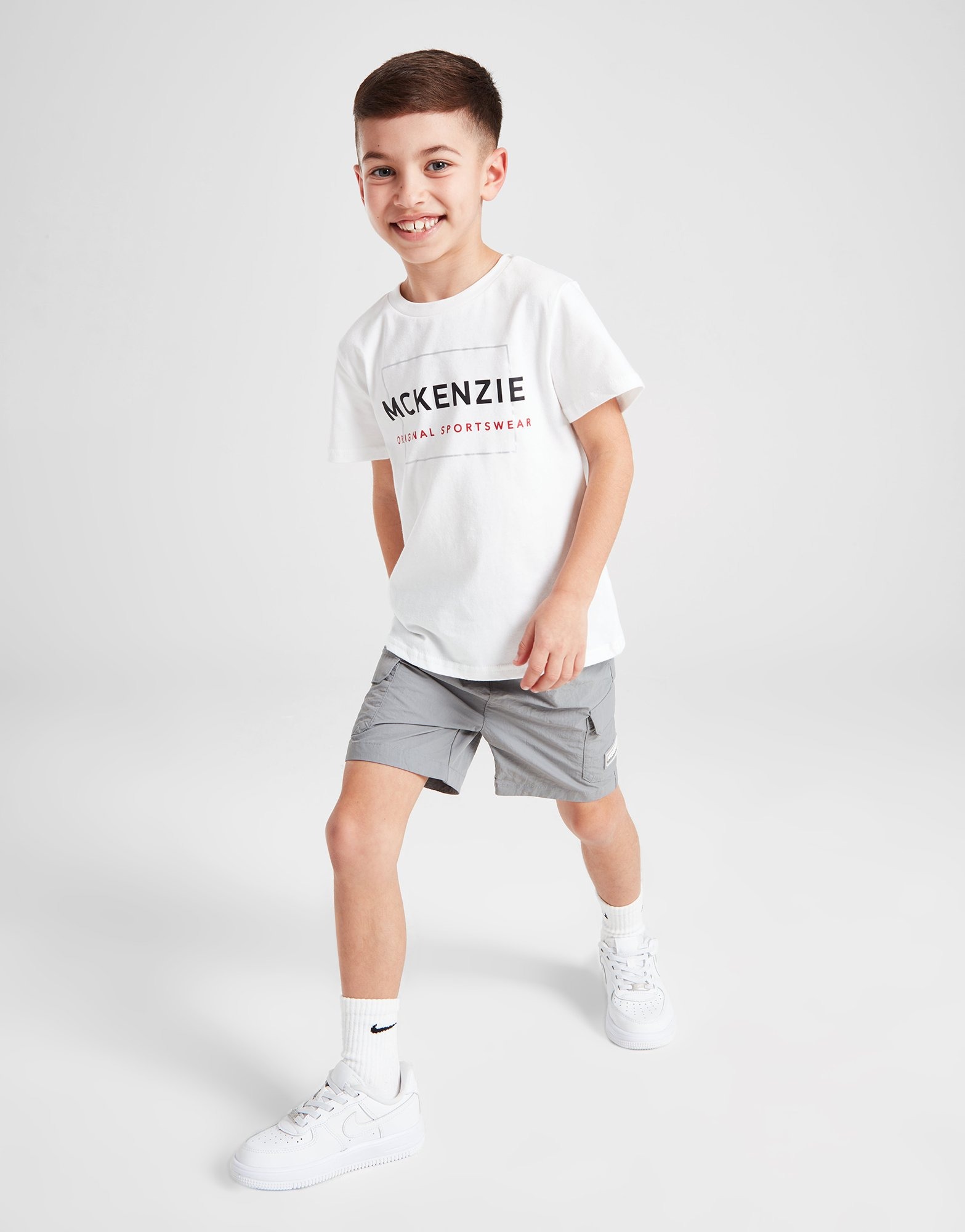 White McKenzie Carbon Woven T-Shirt/Shorts Set Children | JD Sports UK