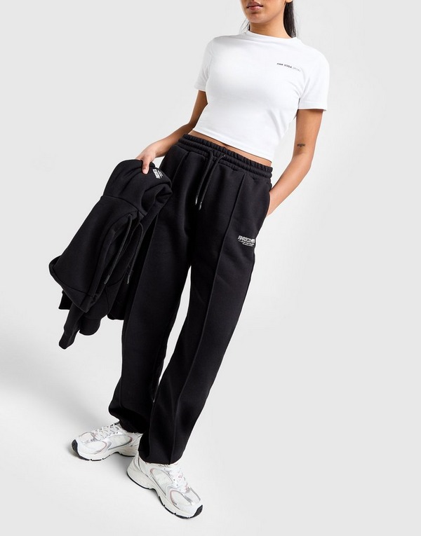 Fila Sport Womens Activewear Sweatpant Wide Leg Drawstring Waist Black