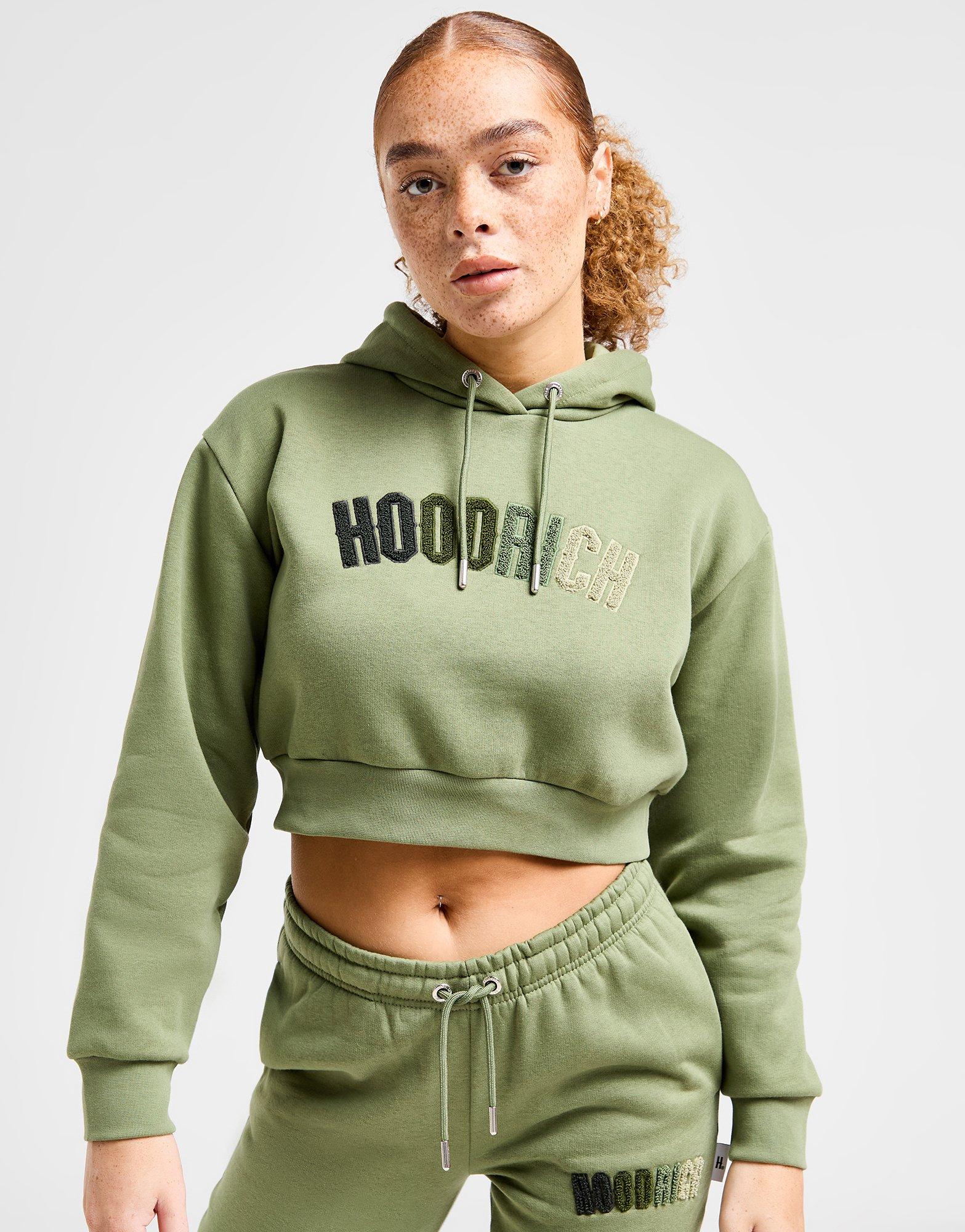 Green crop hoodie sale