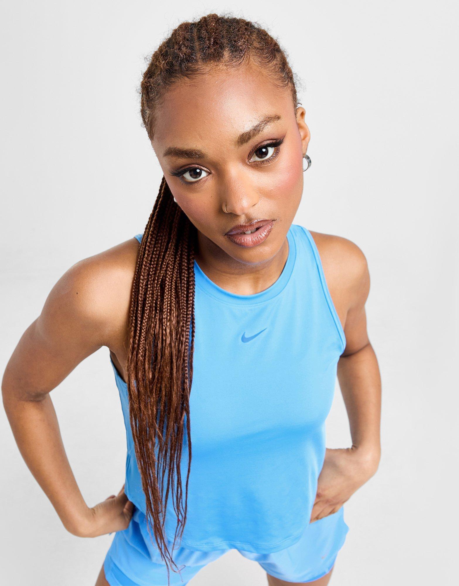 Blue Nike Training One Cropped Tank Top | JD Sports UK