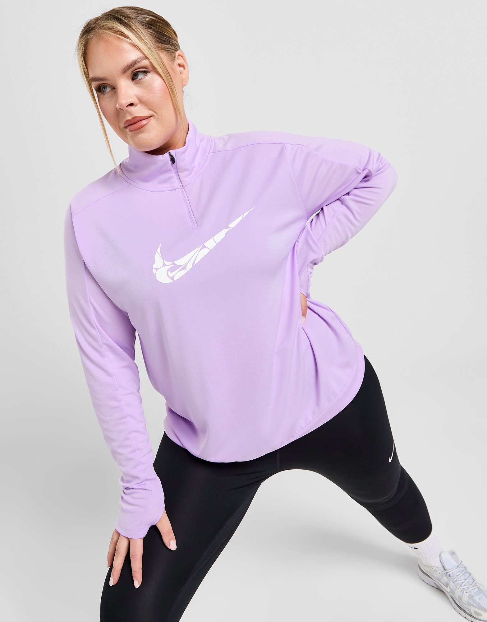 Purple Nike Plus Size Swoosh 1/4 Zip Top | JD Sports UK