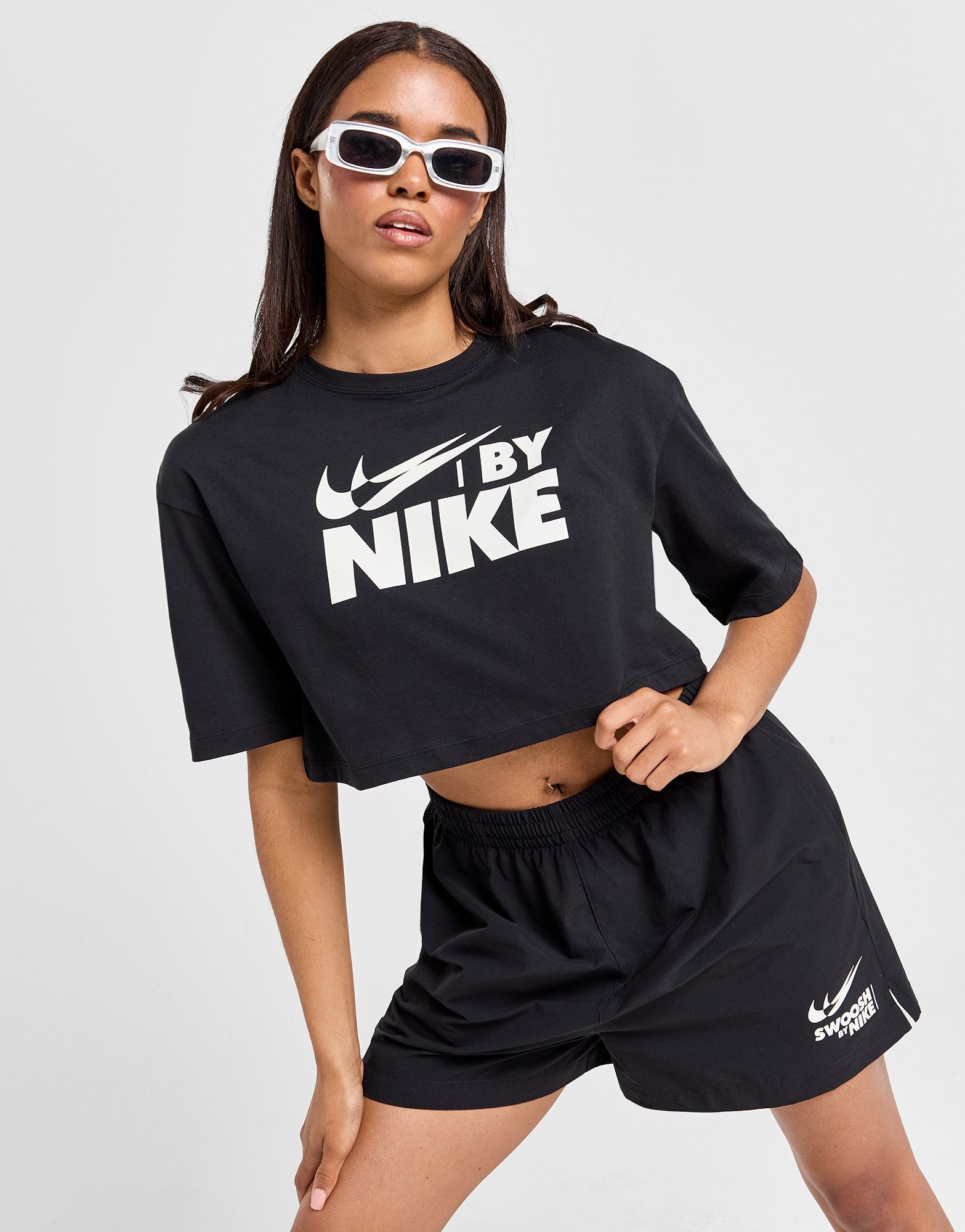 Black Nike Swoosh Crop T-Shirt Women's | JD Sports UK