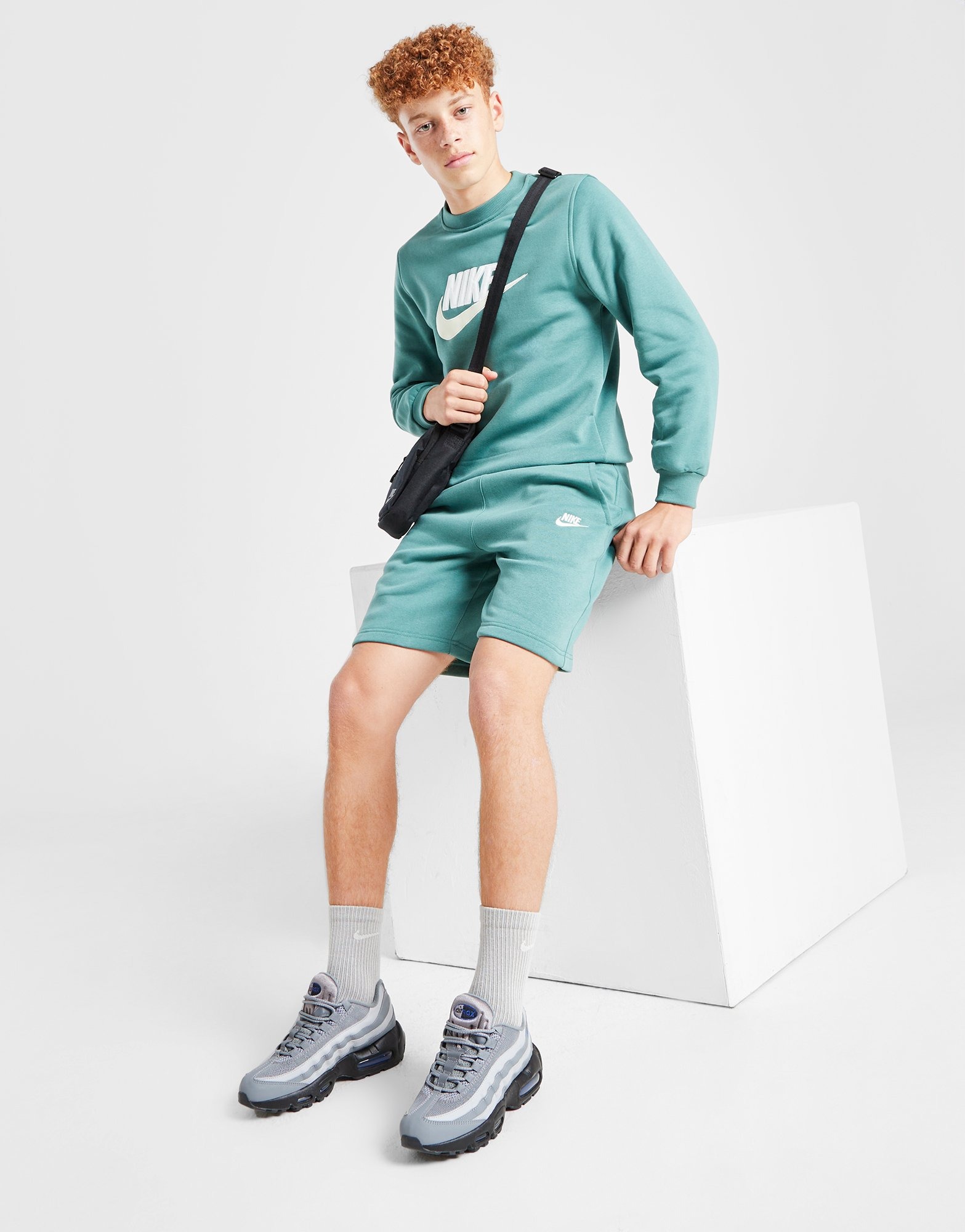 White Nike Crew Sweatshirt Shorts Set Junior JD Sports UK