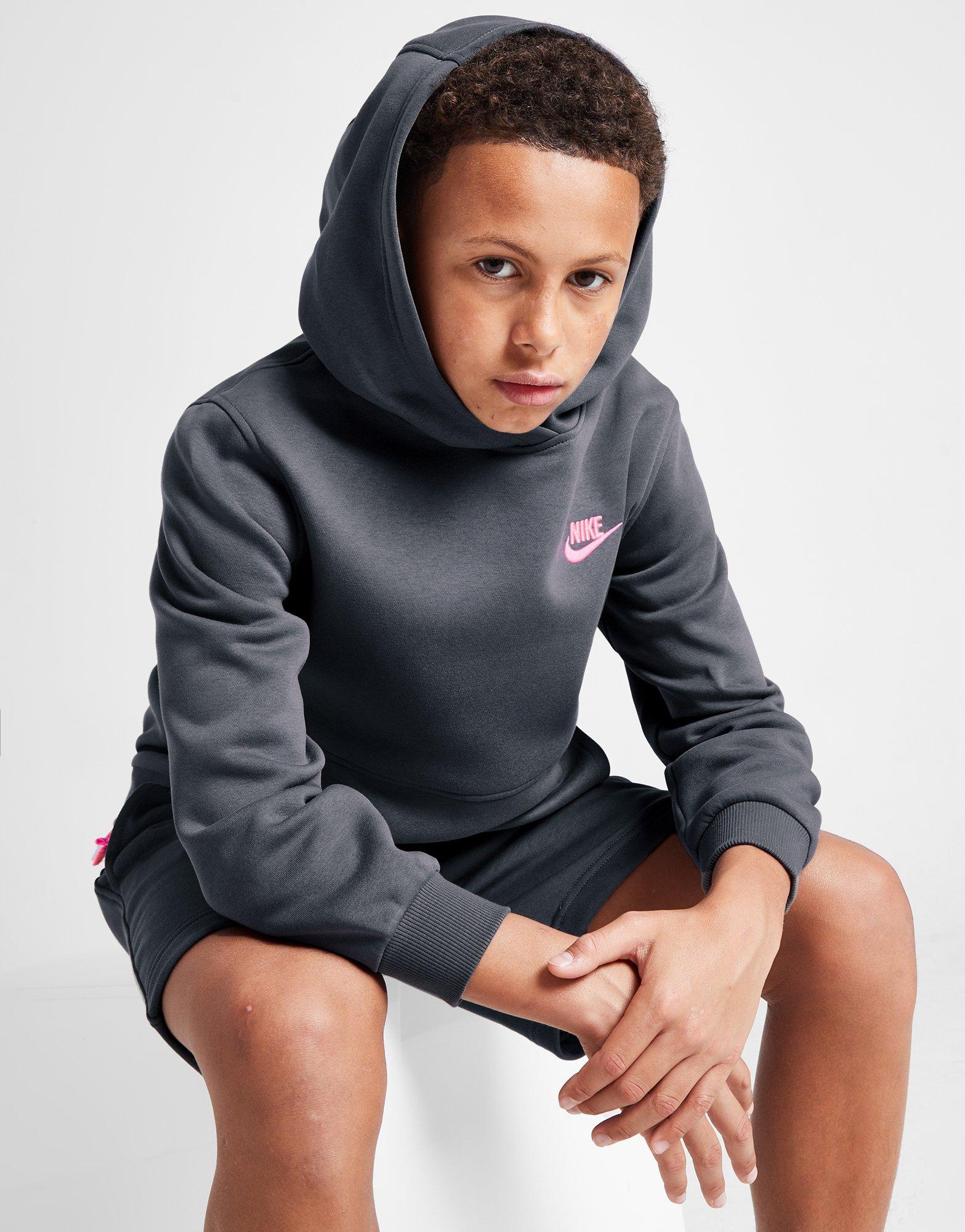 Grey Nike Club Fleece Overhead Hoodie Junior JD Sports
