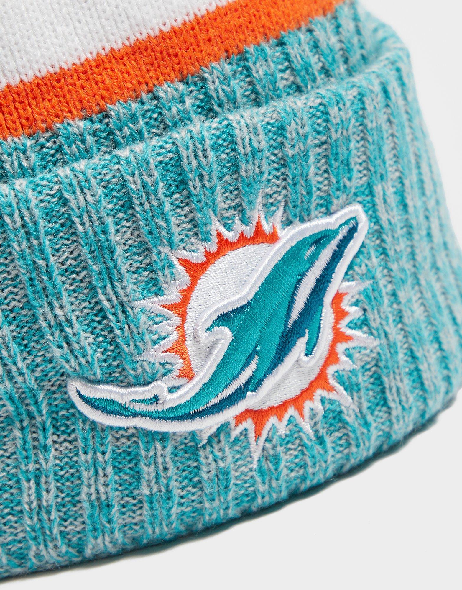 Miami Dolphins NFL New Era Biggest Fan Redux Pom Beanie Knit Hat - Cyberteez