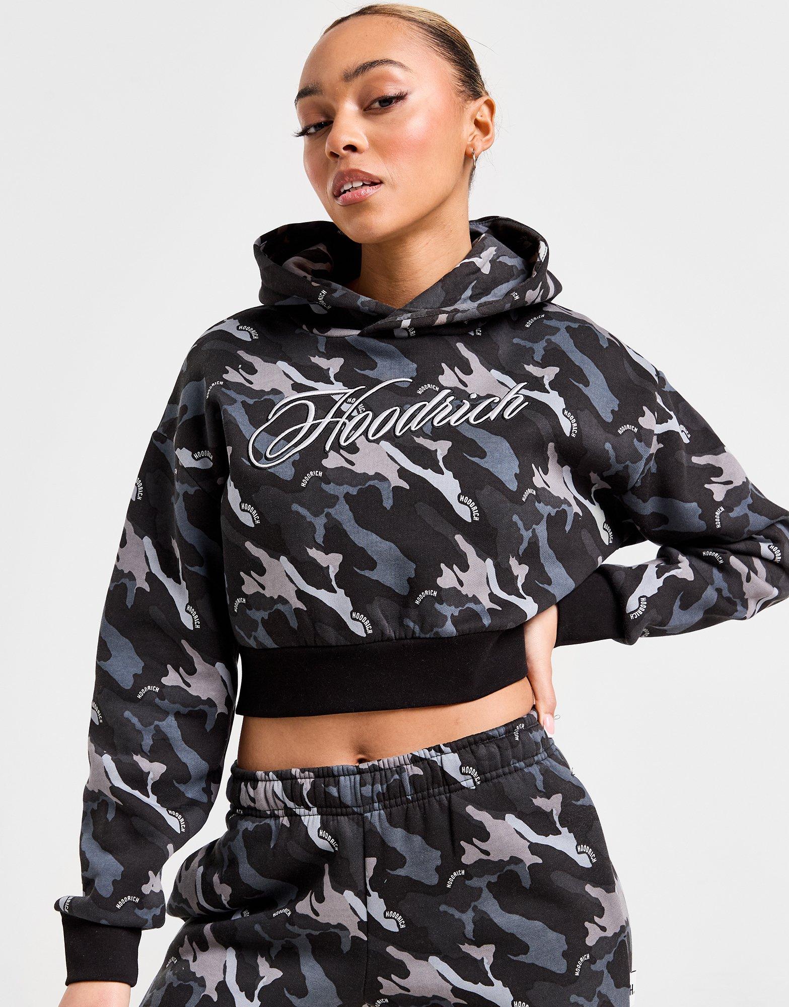 Black Hoodrich Eden All Over Print Crop Hoodie | JD Sports UK