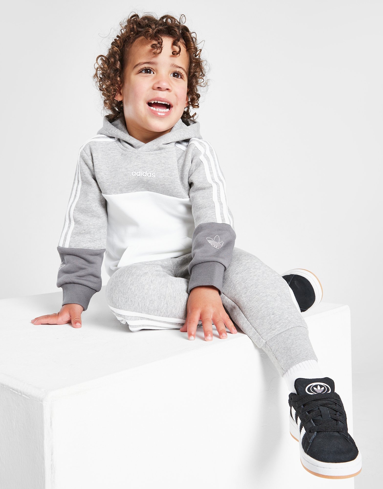 Grey adidas Originals Colour Block Overhead Trefoil Tracksuit Infant ...