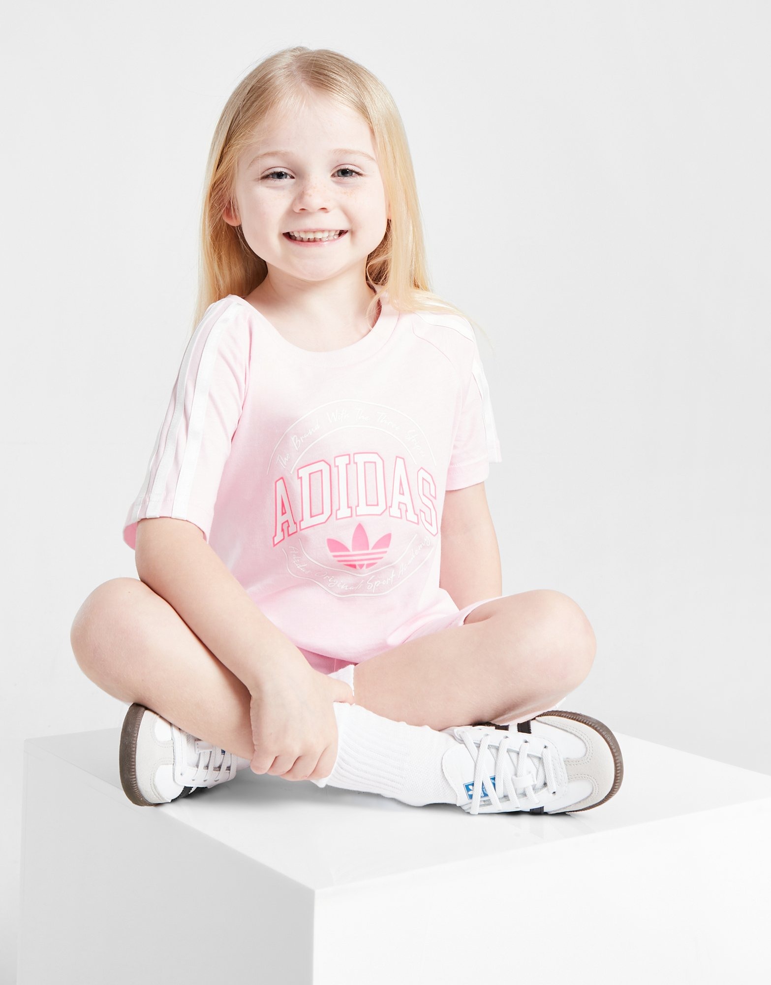 Pink adidas Originals Girls Varsity T Shirt Shorts Set Children JD Sports Ireland