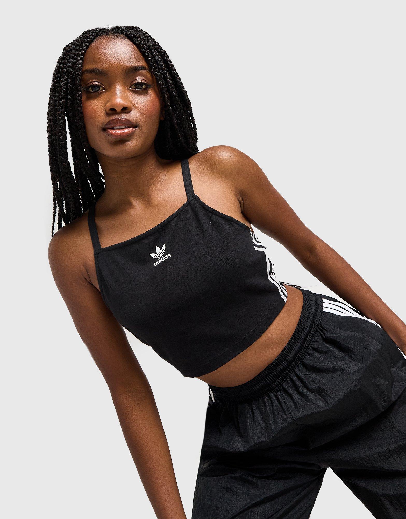 Black adidas Originals 3 Stripes Crop Tank Top JD Sports NZ