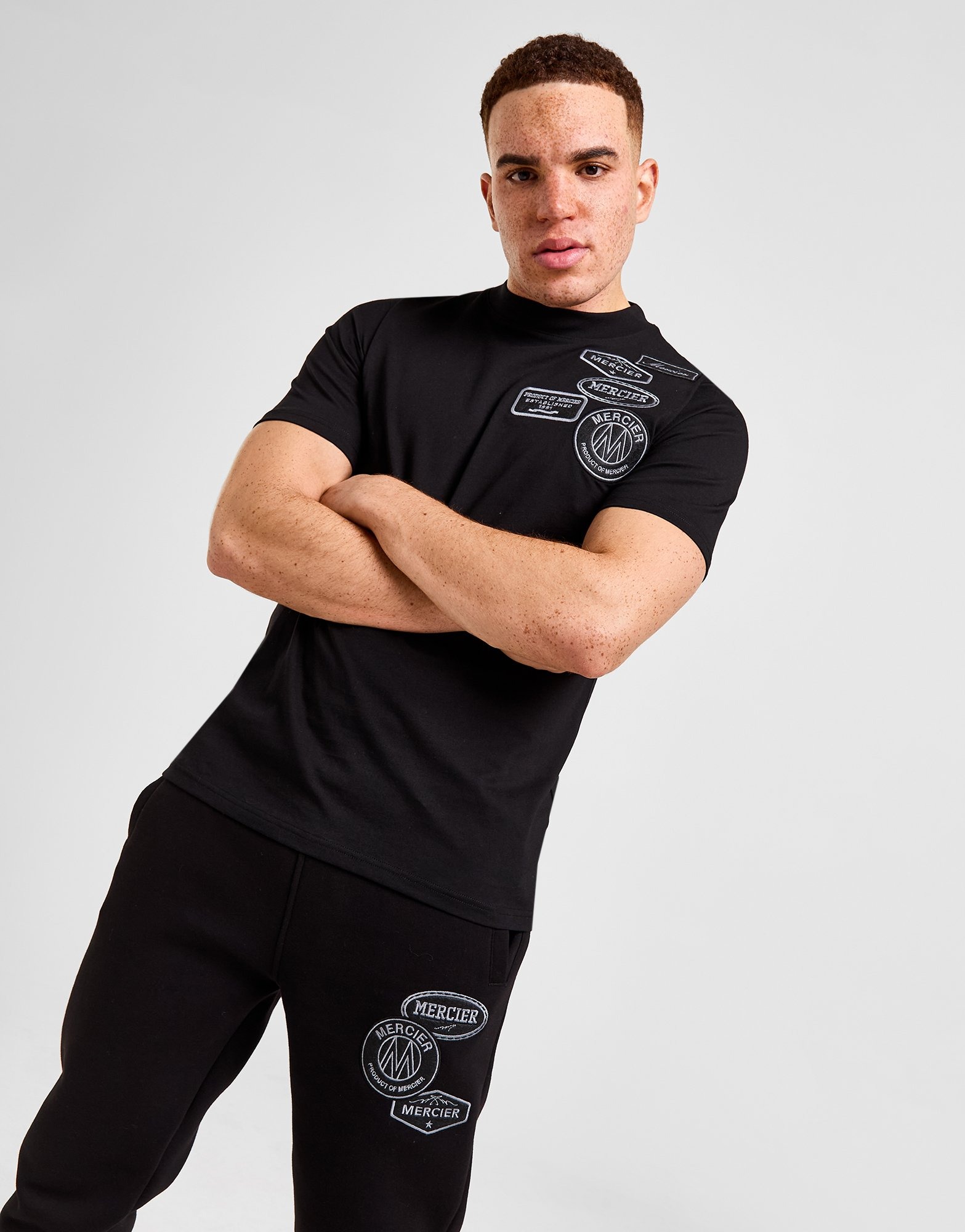 Black MERCIER Tonal Badge T-Shirt - JD Sports