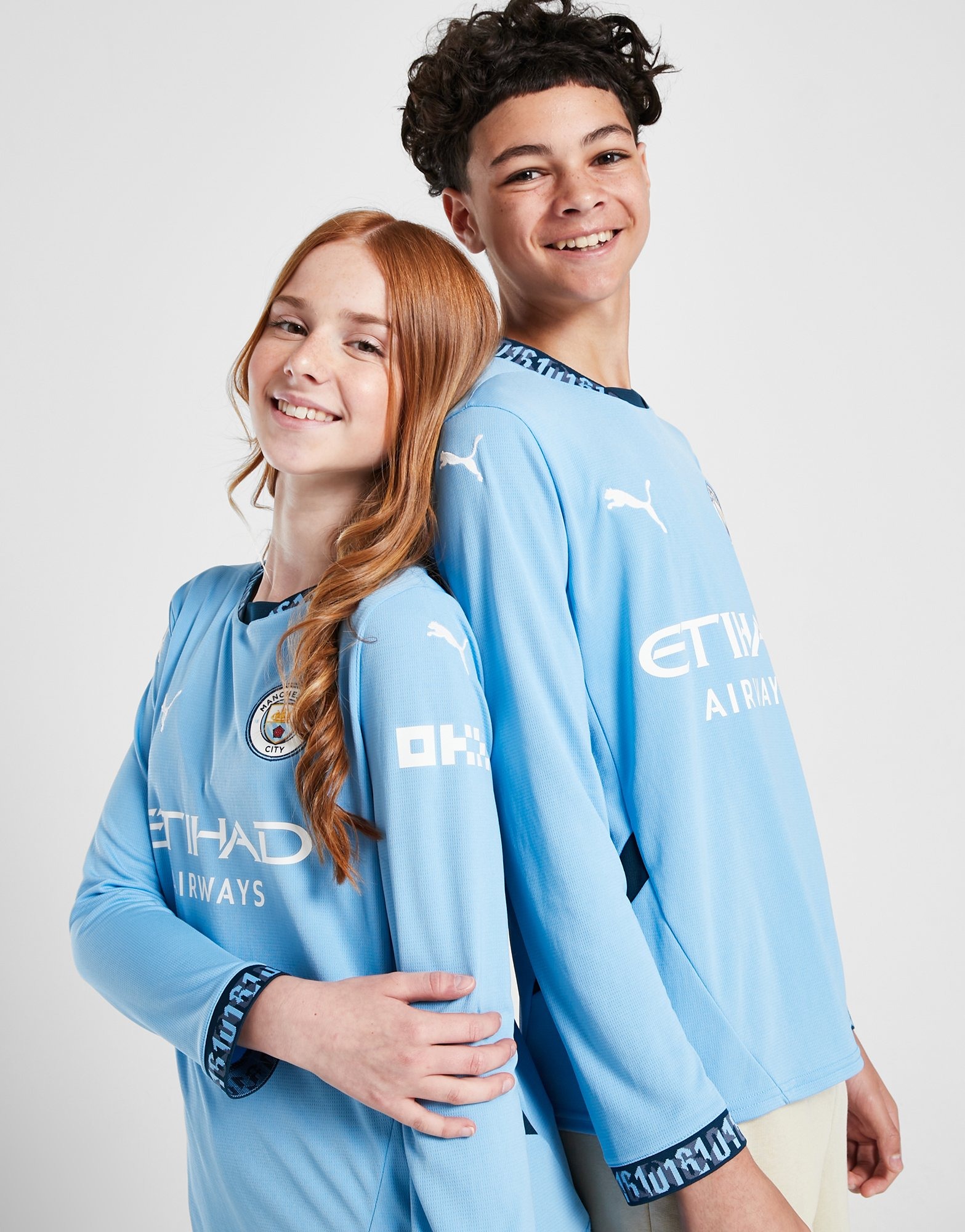 Blue PUMA Manchester City FC 24/25 Long Sleeve Home Shirt Jr